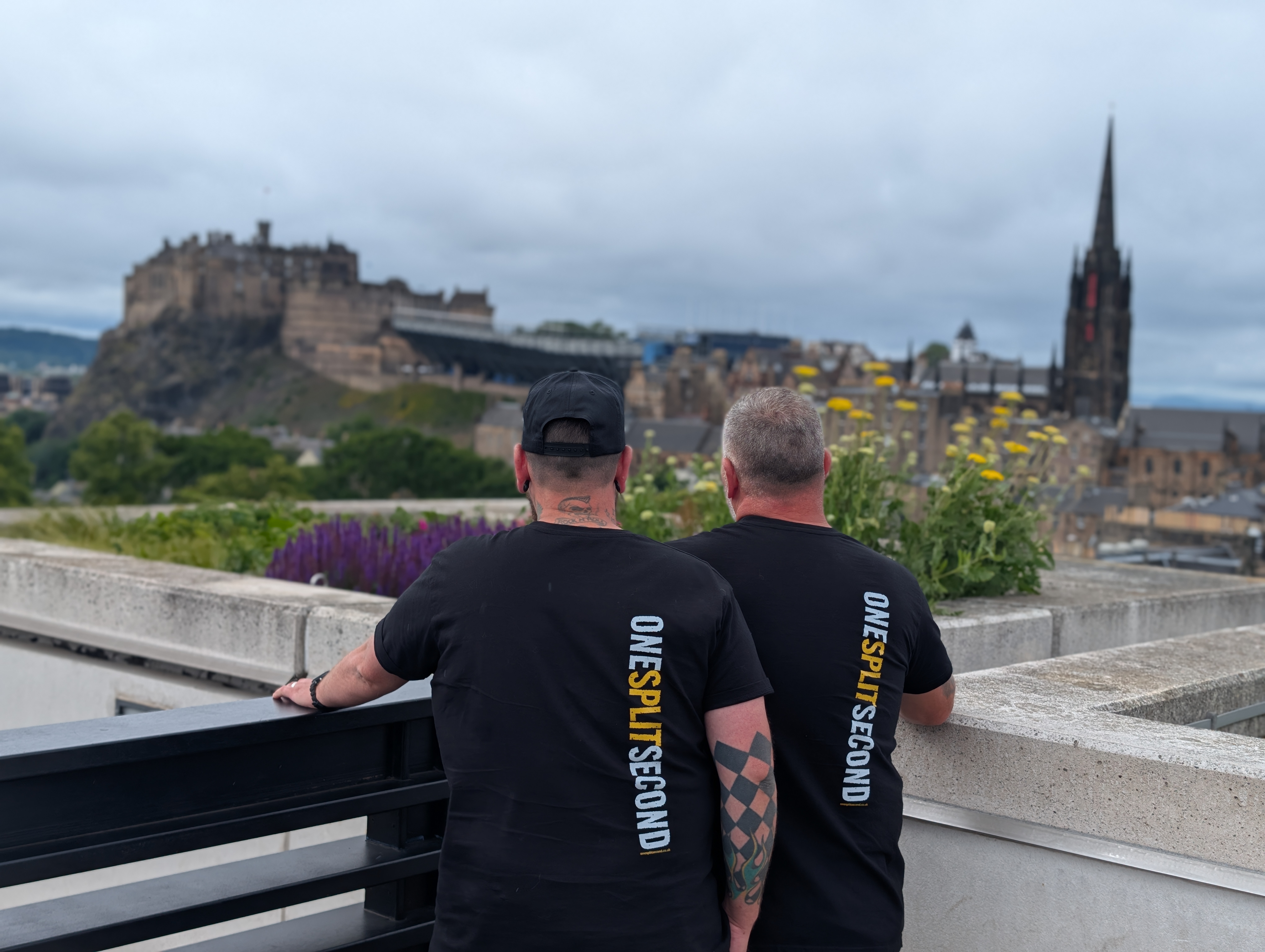 Ady and Ben looking at a castle