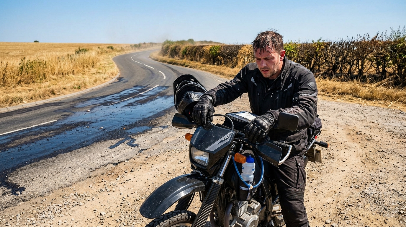 Picture of a Motorcyclist in the heat