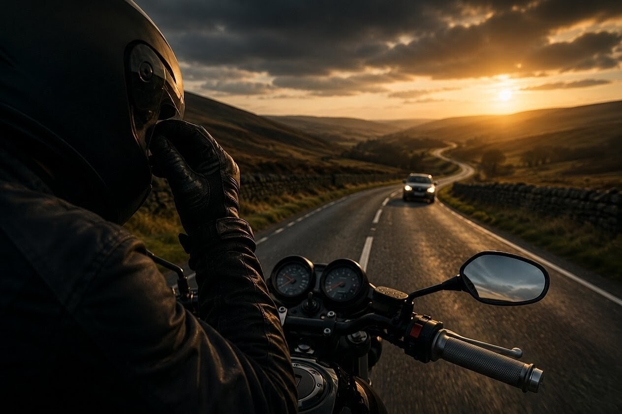 A Motorcyclist Riding While Tired