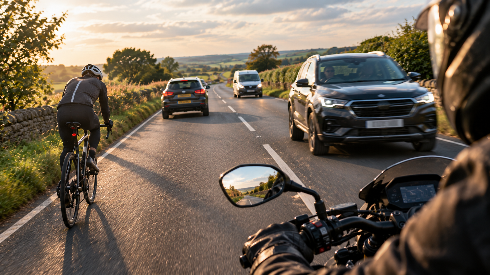 A selection of vehicles on the road