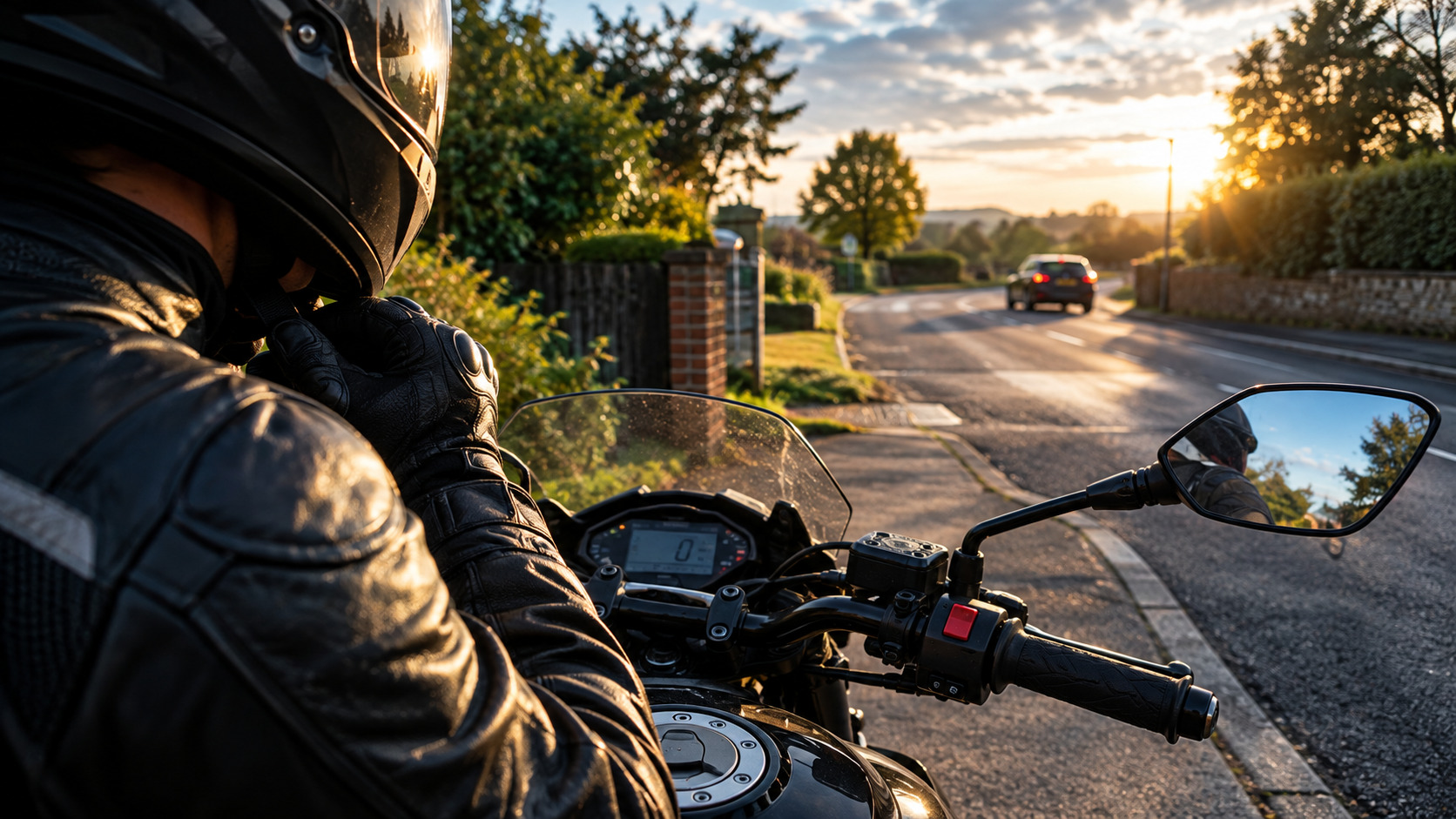 Motorcycle park on the side of the road